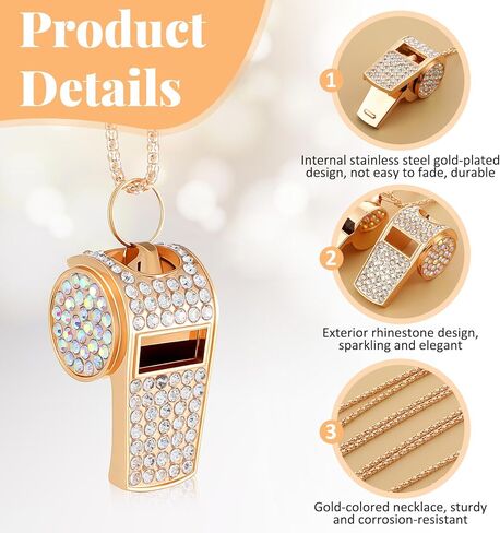 2 Pack Bling Rhinestone Whistles with Lanyard, Metal Whistle Emergency Sports Whistle, Accessories Loud Crisp Sound for Coach Captain Referee Teacher in Kuwait