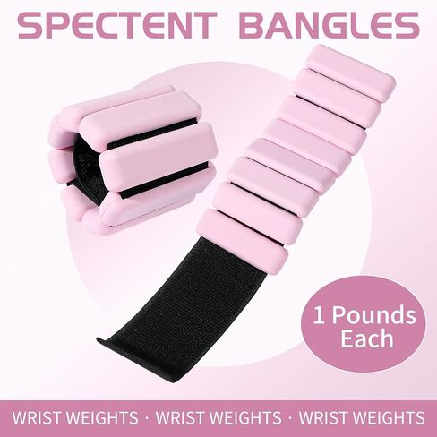 Ankle & Wrist Weights for Women – Adjustable Silicone Wrist & Ankle Weights, Wearable Arm/Leg Set for Pilates, Yoga, Walking & Strength Training (1 or 2lbs Pair Black or Pink) in Kuwait