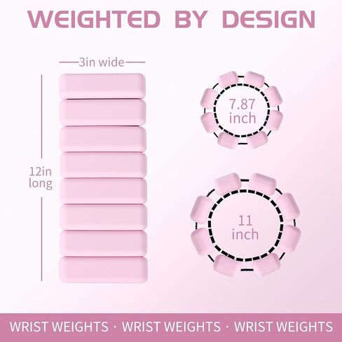 Ankle & Wrist Weights for Women – Adjustable Silicone Wrist & Ankle Weights, Wearable Arm/Leg Set for Pilates, Yoga, Walking & Strength Training (1 or 2lbs Pair Black or Pink) in Kuwait