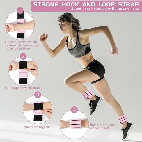 Ankle & Wrist Weights for Women – Adjustable Silicone Wrist & Ankle Weights, Wearable Arm/Leg Set for Pilates, Yoga, Walking & Strength Training (1 or 2lbs Pair Black or Pink) in Kuwait