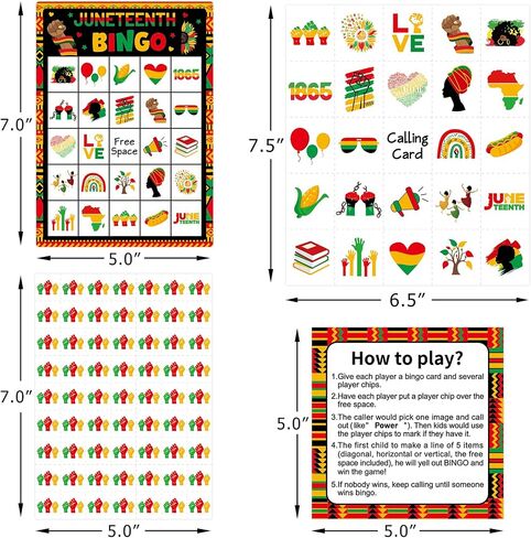 لعبة Juneteenth Bingo لـ 24 لاعبًا، بطاقات Juneteenth Bingo السعيدة، ألعاب الحفلات الأمريكية الأفريقية ليوم 19 يونيو 1865، حفلة يوم الاستقلال الأسود للحرية تفضل البالغين، الأنشطة العائلية المنزلية in Saudi Arabia