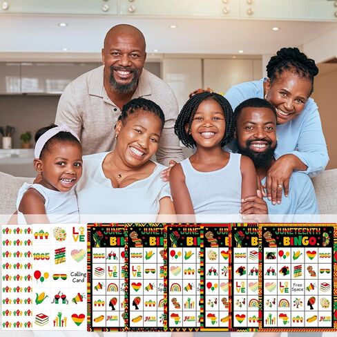 لعبة Juneteenth Bingo لـ 24 لاعبًا، بطاقات Juneteenth Bingo السعيدة، ألعاب الحفلات الأمريكية الأفريقية ليوم 19 يونيو 1865، حفلة يوم الاستقلال الأسود للحرية تفضل البالغين، الأنشطة العائلية المنزلية in Saudi Arabia