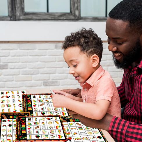 لعبة Juneteenth Bingo لـ 24 لاعبًا، بطاقات Juneteenth Bingo السعيدة، ألعاب الحفلات الأمريكية الأفريقية ليوم 19 يونيو 1865، حفلة يوم الاستقلال الأسود للحرية تفضل البالغين، الأنشطة العائلية المنزلية in Saudi Arabia