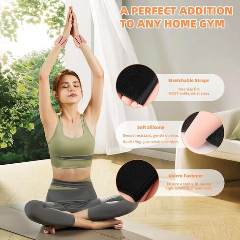 أوزان المعصم، أوزان الكاحل قابلة للتعديل للنساء والرجال، أوزان الساق والذراع للتمرين في صالة الألعاب الرياضية المنزلية، والجري، واليوجا، والبيلاتيس، والبار، والتمرين، وتدريبات القوة، 2 رطل لكل منها in Kuwait