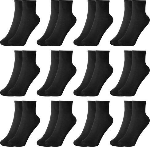 Kids Cotton Socks Boys Athletic Black White Gray 12 Pairs Girls School Sports Children Crew Running Socks 3-13 Years in Saudi Arabia