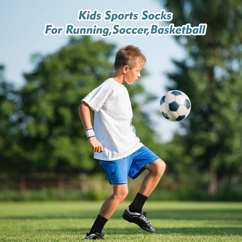 Kids Cotton Socks Boys Athletic Black White Gray 12 Pairs Girls School Sports Children Crew Running Socks 3-13 Years in Saudi Arabia