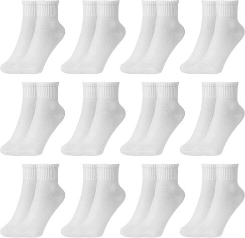 Kids Cotton Socks Boys Athletic Black White Gray 12 Pairs Girls School Sports Children Crew Running Socks 3-13 Years in Saudi Arabia