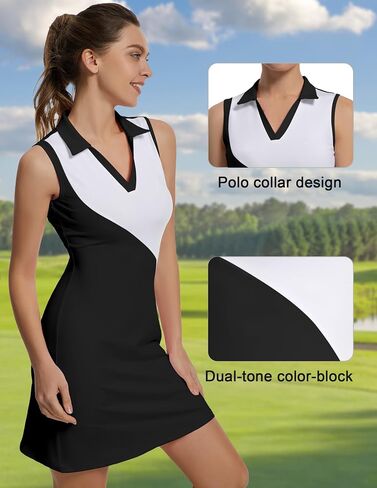 Women’s Sleeveless Colorblock Polo Dress Lightweight Athletic Dress for Golf Tennis and Casual Outings in Saudi Arabia