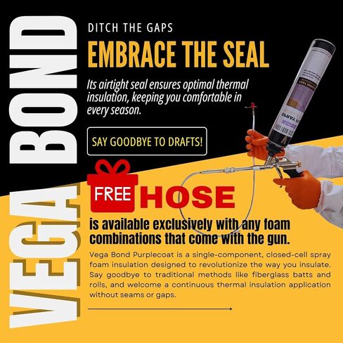 Vega Bond Premium مكون واحد، توسيع ذاتي، رغوة رذاذ عازلة للخلايا المغلقة باللون الأرجواني، 29 أونصة، رذاذ صوتي، تغطية 480 قدم لوح بسمك 1 بوصة (24 + مجموعة) in Kuwait