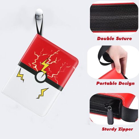 Card Binder 4 Pocket, Trading Card Holder Collector Album Fits 400 Cards with 50 Removable Sleeves Compatible with Pokemon Cards Game Sports Card Case Book With Zipper for Gifts Red in Kuwait