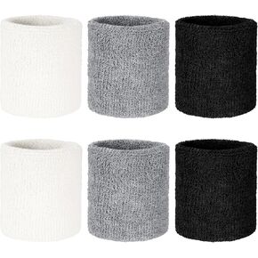 6 PCS Wrist Sweatbands Sports for Men & Women, Breathable Absorbent Wristbands for Tennis, Athletic Sweat Band Soft for Working Out Basketball Running Gym in Kuwait