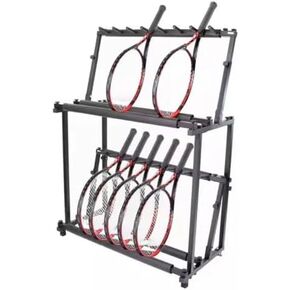 رف تخزين مضارب التنس قابل للتعديل بطبقتين - حامل متعدد الوظائف للتنس وكرة الريشة والكمان والجيتار - سعة كبيرة وتصميم موفر للمساحة in Kuwait