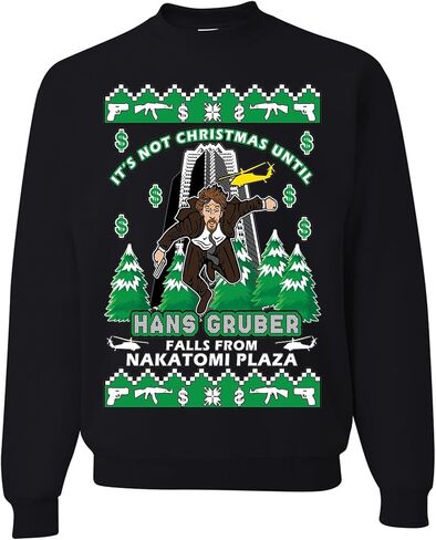 wild custom apparel Not Christmas Until Hans Gruber Nakatomi Plaza 1988 Ugly Christmas Sweatshirt in Saudi Arabia