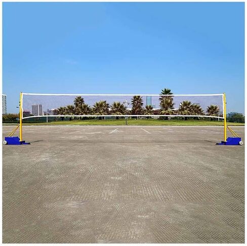 أقطاب الكرة الطائرة/كرة الريشة مع شبكة، شبكة كرة طائرة محمولة في الهواء الطلق مع عجلات، عمود كرة طائرة/كرة ريشة فولاذي مقاوم للطقس، طراز 3-5 in Kuwait