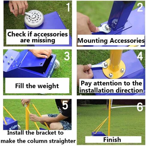 أقطاب الكرة الطائرة/كرة الريشة مع شبكة، شبكة كرة طائرة محمولة في الهواء الطلق مع عجلات، عمود كرة طائرة/كرة ريشة فولاذي مقاوم للطقس، طراز 3-5 in Kuwait