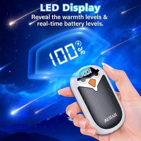 تدفئة اليد القابلة لإعادة الشحن، عبوتان مع شاشة LED، 4 إعدادات للحرارة وتسخين سريع، تدفئة اليد الكهربائية المحمولة للتخييم، الصيد، التنقل، هدية للرجال والنساء in Kuwait