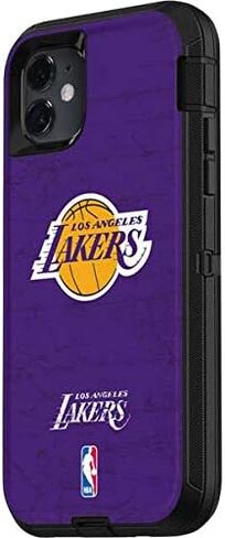 ملصق Skinit متوافق مع حافظة OtterBox Defender iPhone 11 - تصميم شعار أساسي أرجواني مرخص رسميًا من NBA Los Angeles Lakers in Saudi Arabia