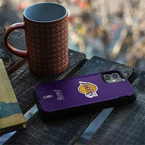 ملصق Skinit متوافق مع حافظة OtterBox Defender iPhone 11 - تصميم شعار أساسي أرجواني مرخص رسميًا من NBA Los Angeles Lakers in Saudi Arabia