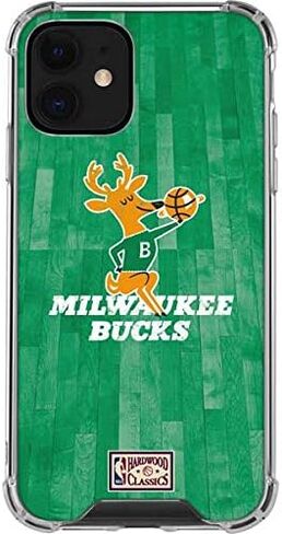 Skinit Clear Phone Case Compatible with iPhone 12 - Officially Licensed NBA Milwaukee Bucks Hardwood Classics Design in Saudi Arabia