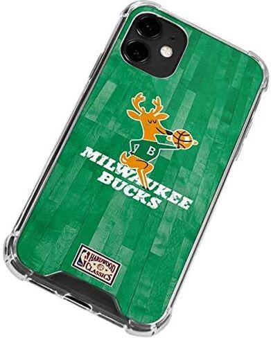 Skinit Clear Phone Case Compatible with iPhone 12 - Officially Licensed NBA Milwaukee Bucks Hardwood Classics Design in Saudi Arabia