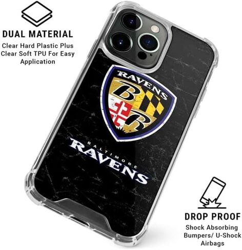 Skinit Clear Phone Case Compatible with iPhone 15 Pro - Officially Licensed NFL Baltimore Ravens - Alternate Distressed Design in Saudi Arabia