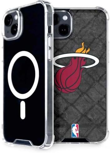 Skinit Phone Case Compatible with MagSafe iPhone 15 - Officially Licensed NBA Miami Heat Dark Rust Design in Saudi Arabia