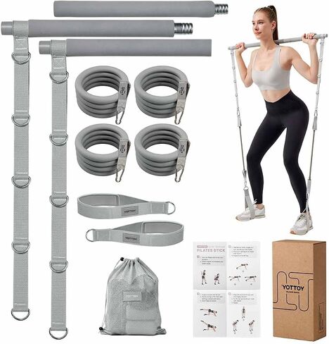 YOTTOY Pilates Bar Kit with Resistance Bands – 3-Bar Detachable Pilates Stick for Full Body Workout, Home Gym Exercise Equipment for Women & Men, Portable Toning Bar for Yoga in Saudi Arabia