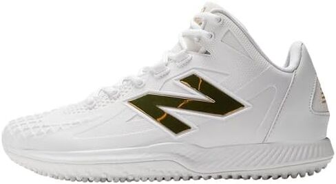 حذاء بيسبول Ohtani 1 للرجال من New Balance أبيض/ذهبي متوسط ​​7.5 in Saudi Arabia