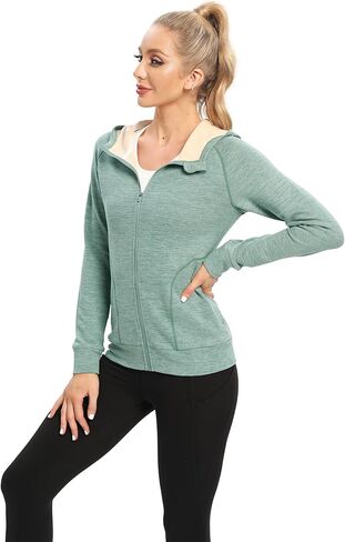 TIHEEN Women Cropped Hoodie,Athletic Lightweight Warm Sweatshirt Thumb Holes for Running Workout Hiking in Saudi Arabia