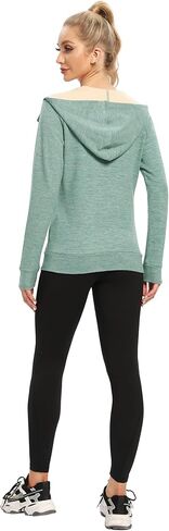 TIHEEN Women Cropped Hoodie,Athletic Lightweight Warm Sweatshirt Thumb Holes for Running Workout Hiking in Saudi Arabia