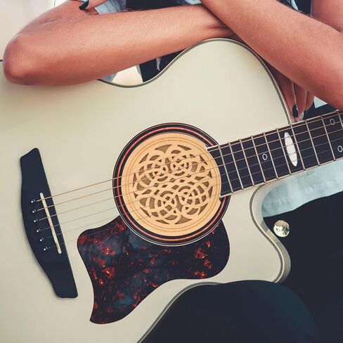 Acoustic Guitar Soundhole Cover Wooden Sound Hole Protector for Folk and Resonator Guitars Lightweight Dampener to Reduce Feedback and Maintain Performance Easy to Install in Saudi Arabia