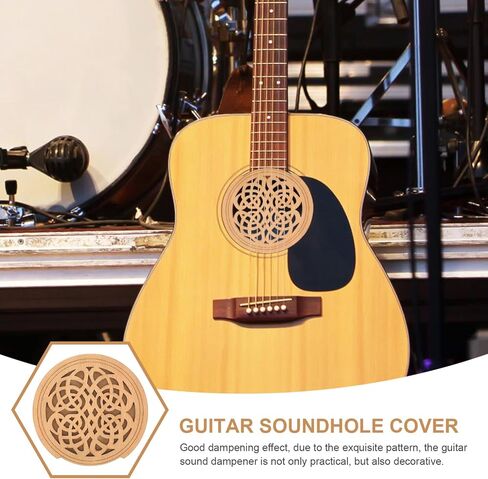 Acoustic Guitar Soundhole Cover Wooden Sound Hole Protector for Folk and Resonator Guitars Lightweight Dampener to Reduce Feedback and Maintain Performance Easy to Install in Saudi Arabia