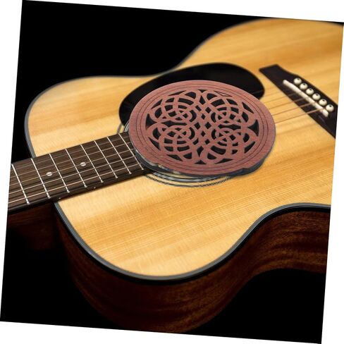 Wooden Guitar Sound Hole Cover for Acoustic Electric Guitars Feedback Buffer Mute Damper Durable Wood Construction Reduces Unwanted Noise Guitar Accessory in Saudi Arabia