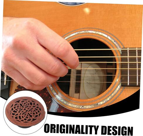 Wooden Guitar Sound Hole Cover for Acoustic Electric Guitars Feedback Buffer Mute Damper Durable Wood Construction Reduces Unwanted Noise Guitar Accessory in Saudi Arabia