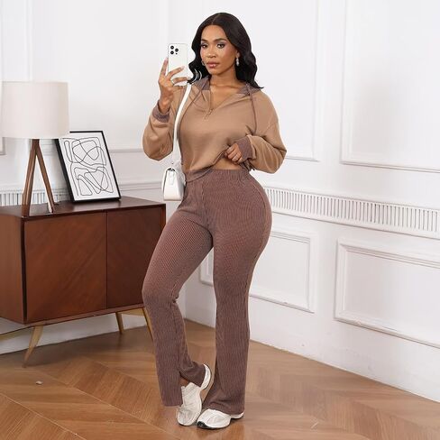 Womens 2 Piece Sweatsuits Long Sleeve Zip Up Hooded Striped Legging Pants Set Tracksuit Jogger Outfits in Saudi Arabia