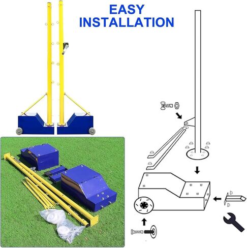Volleyball Pole with Volleyball Net/Badminton Net,Volleyball/Badminton Poles,with Wheels and Net,Volleyball Poles for Backyard,Heights Adjustable in Saudi Arabia