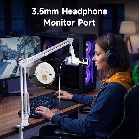 ميكروفون ألعاب COMICA EJoy D10 Pro XLR/USB-C لتسجيل البث، ميكروفون كمبيوتر ديناميكي سلكي/لاسلكي لسطح المكتب مع ذراع بوم، كتم الصوت، تقليل الضوضاء، الكسب، للكمبيوتر الشخصي، PS4، PS5، البث المباشر، يوتيوب in Saudi Arabia