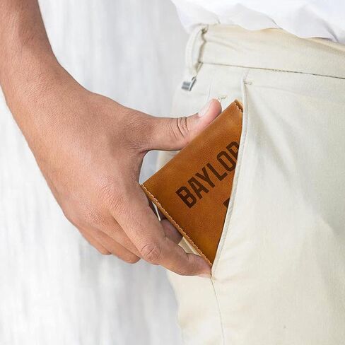 Rico Industries NCAA Baylor Bears Men's Billfold Brown Wallet- Premium 10 Pocket Laser-Engraved Team Logo on Vegan Leather- Minimalist Design, Flip ID Window, Credit Card Holder- Ideal Men's Gift in Saudi Arabia