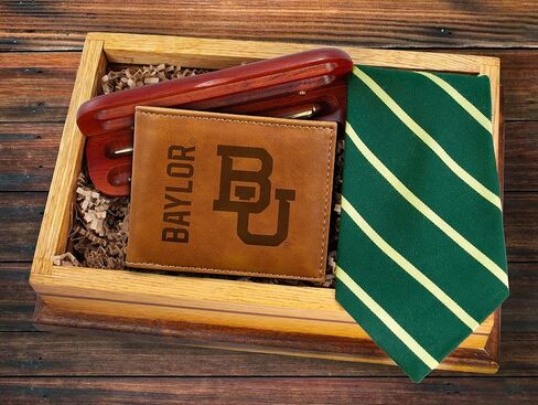 Rico Industries NCAA Baylor Bears Men's Billfold Brown Wallet- Premium 10 Pocket Laser-Engraved Team Logo on Vegan Leather- Minimalist Design, Flip ID Window, Credit Card Holder- Ideal Men's Gift in Saudi Arabia