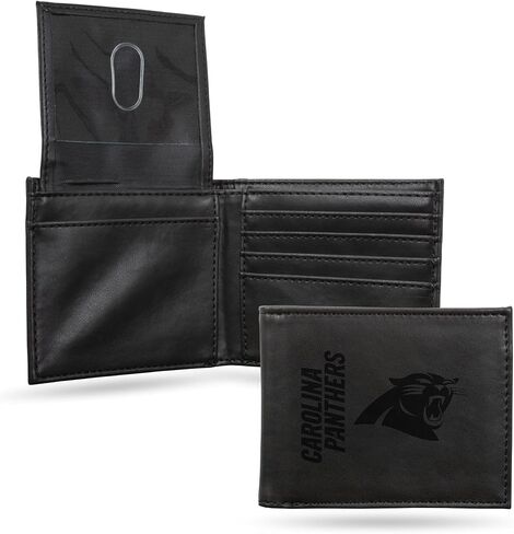 Rico Industries NFL Carolina Panthers Premium Laser Engraved Vegan Black Leather Bill-fold Wallet - Slim yet Sturdy Design - Perfect to Show Your Team Pride or Gift in Saudi Arabia