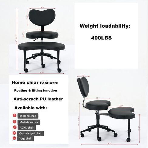 Ergonomic Kneeling Chair with Backrest, Pink Plush Fabric, Rolling Wheels, Adjustable Height, Office Posture Stool,Cross Legged Home Desk Office Chairs for Meditation,Yoga in Saudi Arabia
