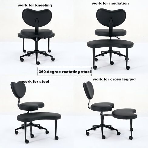 Ergonomic Kneeling Chair with Backrest, Pink Plush Fabric, Rolling Wheels, Adjustable Height, Office Posture Stool,Cross Legged Home Desk Office Chairs for Meditation,Yoga in Saudi Arabia
