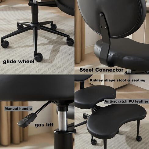 Ergonomic Kneeling Chair with Backrest, Pink Plush Fabric, Rolling Wheels, Adjustable Height, Office Posture Stool,Cross Legged Home Desk Office Chairs for Meditation,Yoga in Saudi Arabia