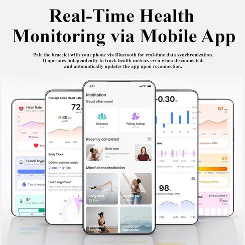 Smart Bracelet,Health and Fitness Tracker,24/7 Heart Monitor & Sleep Tracker, Multi-Sport Tracker Wristband with Free APP (Black) in Saudi Arabia