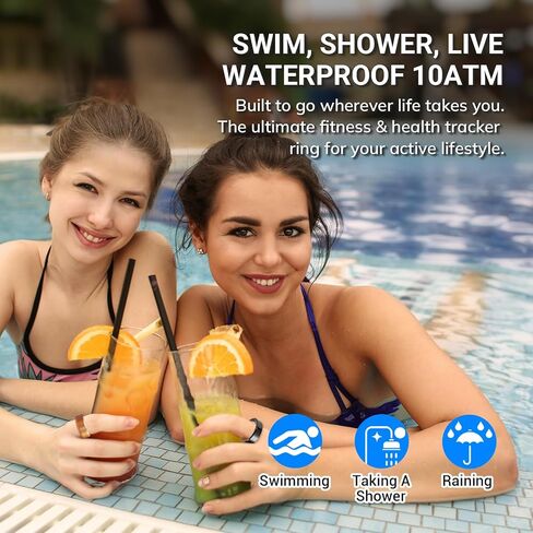 حلقة ذكية من Mworld، متتبع للياقة البدنية والصحة مع تحليل الذكاء الاصطناعي العاطفي، مراقب النوم، تتبع معدل ضربات القلب/SpO2، مقاومة للماء 10ATM للرجال والنساء - مادة السيراميك (أسود، 7) in Kuwait