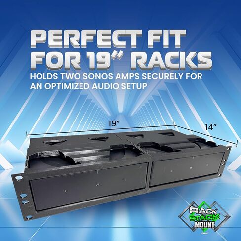 RackStackMount Rack Mount Kit, for Sonos Amps, Holds 2 Sonos Amps in 2U enclousure 19" by Rack Stack Mount in Saudi Arabia