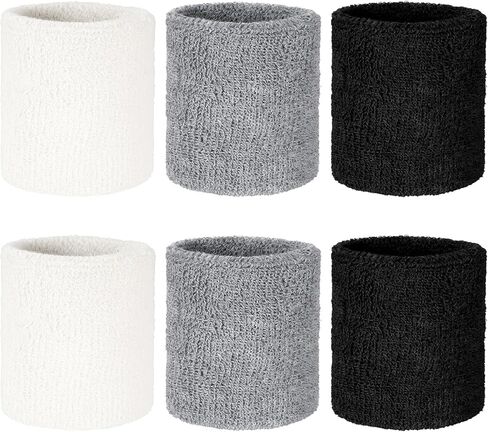 6 PCS Wrist Sweatbands Sports for Men & Women, Breathable Absorbent Wristbands for Tennis, Athletic Sweat Band Soft for Working Out Basketball Running Gym in Kuwait