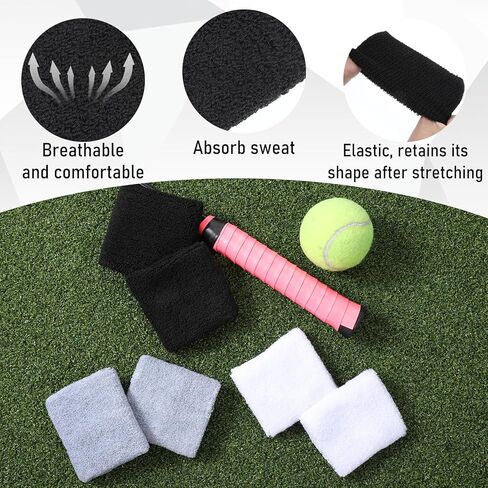 6 PCS Wrist Sweatbands Sports for Men & Women, Breathable Absorbent Wristbands for Tennis, Athletic Sweat Band Soft for Working Out Basketball Running Gym in Kuwait