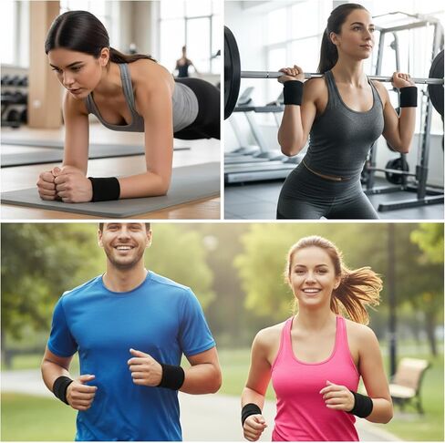 6 PCS Wrist Sweatbands Sports for Men & Women, Breathable Absorbent Wristbands for Tennis, Athletic Sweat Band Soft for Working Out Basketball Running Gym in Kuwait