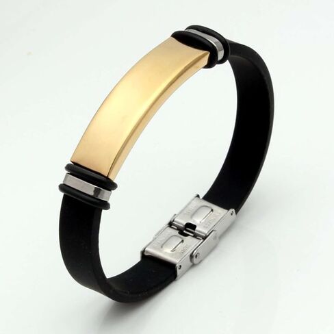 Personalized Men's and Women's Wristbands, Titanium Steel Smooth Silicone Bracelet, Sports Wristband-Gold in Saudi Arabia
